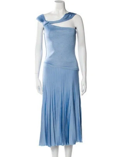 Pre-owned St John One-shoulder Midi Length Dress In Blue