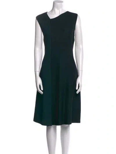 Pre-owned St John One-shoulder Midi Length Dress In Blue