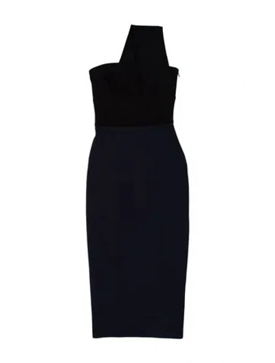 Pre-owned St John One-shoulder Midi Length Dress In Blue