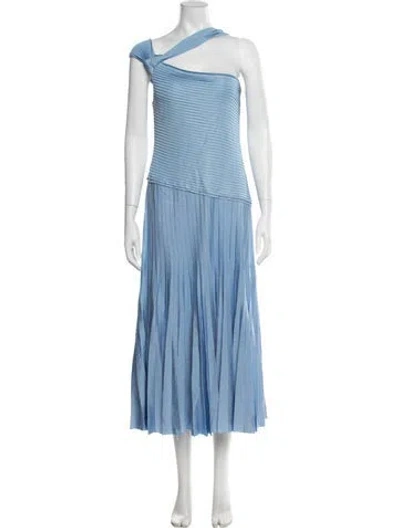 Pre-owned St John One-shoulder Midi Length Dress In Blue