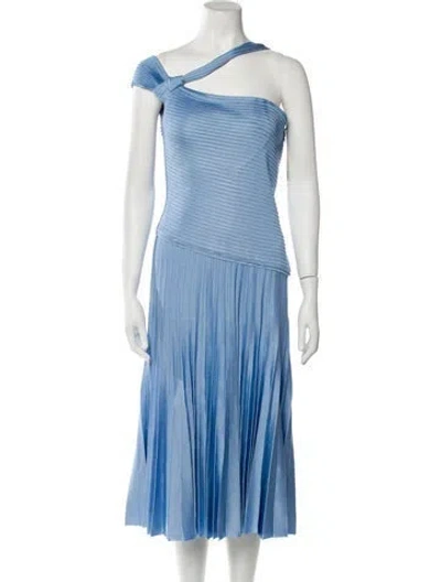 Pre-owned St John One-shoulder Midi Length Dress W/ Tags In Blue