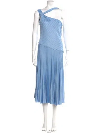 Pre-owned St John One-shoulder Midi Length Dress W/ Tags In Blue