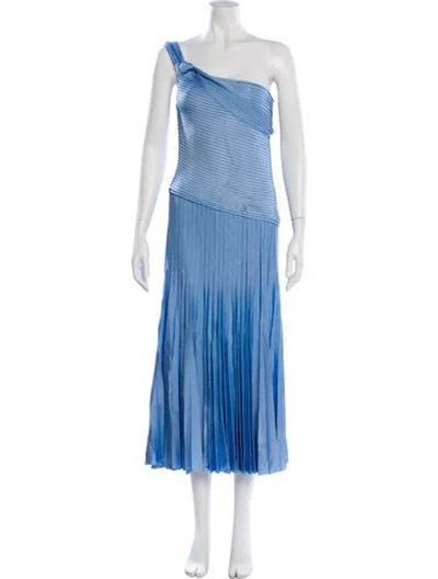 Pre-owned St John One-shoulder Midi Length Dress W/ Tags In Blue