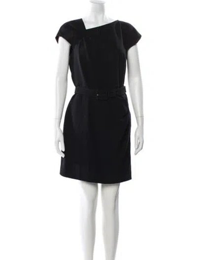Pre-owned St John One-shoulder Mini Dress In Black