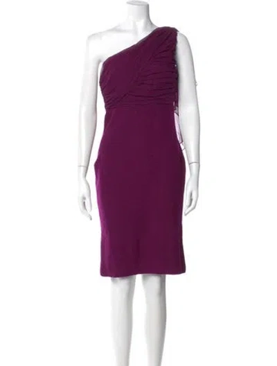 Pre-owned St John One-shoulder Mini Dress In Purple
