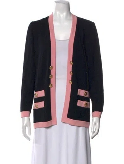 Pre-owned St John Open Front Long Dress In Black