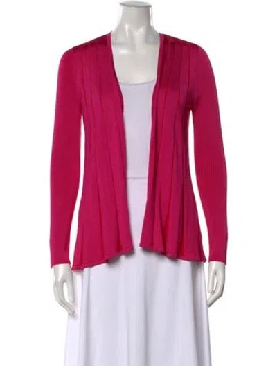 Pre-owned St John Open Front Long Sleeve Top W/ Tags In Pink