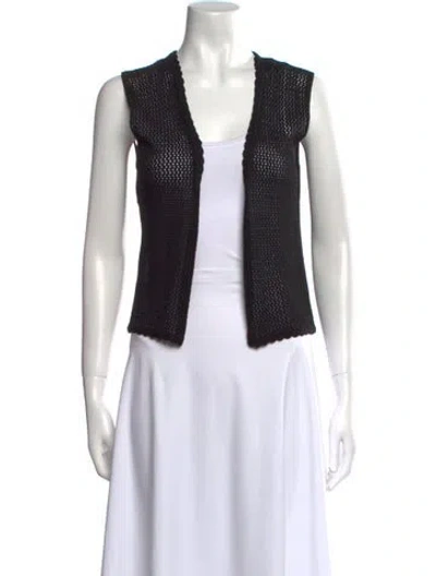 Pre-owned St John Open Front Sweater In Black