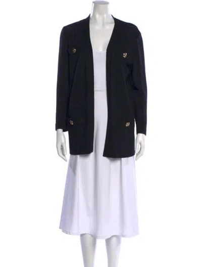 Pre-owned St John Open Front Sweater In Black