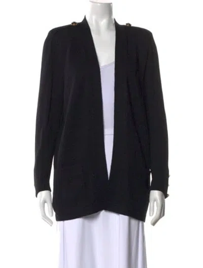 Pre-owned St John Open Front Sweater In Black