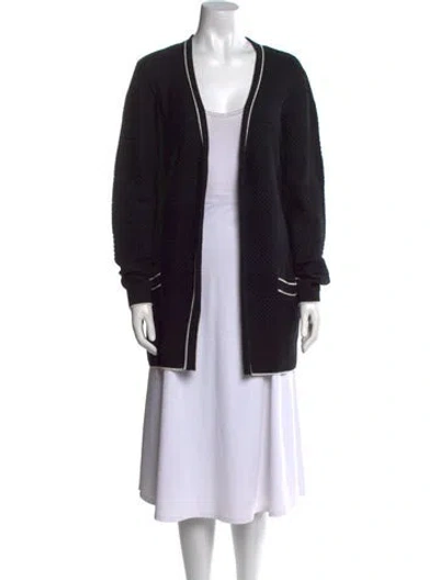 Pre-owned St John Open Front Sweater In Black