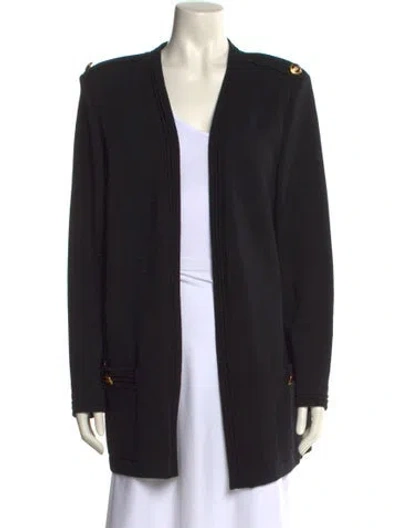 Pre-owned St John Open Front Sweater In Black