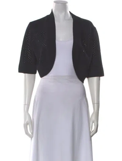 Pre-owned St John Open Front Sweater In Black