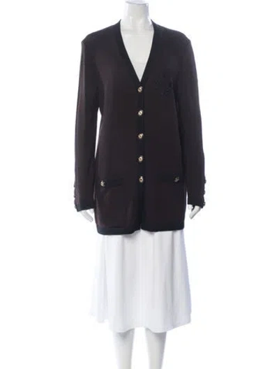 Pre-owned St John Open Front Sweater In Black