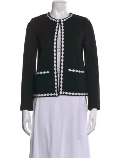 Pre-owned St John Open Front Sweater In Black