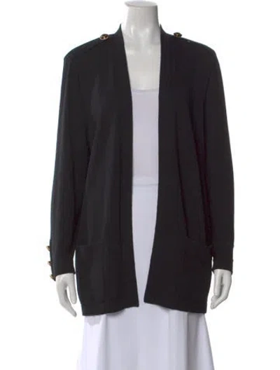 Pre-owned St John Open Front Sweater In Black