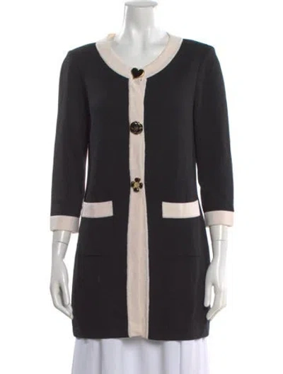 Pre-owned St John Open Front Sweater In Black
