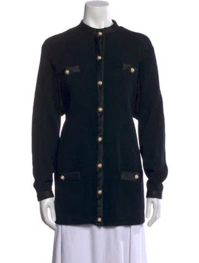 Pre-owned St John Open Front Sweater In Black
