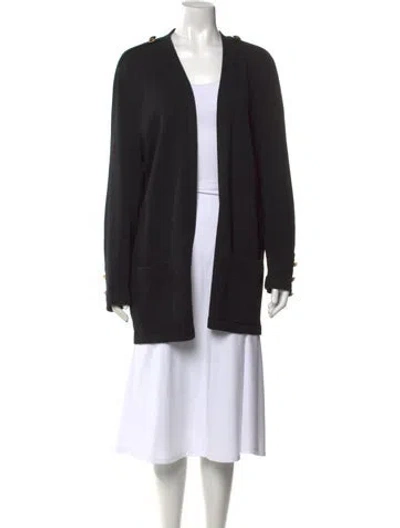 Pre-owned St John Open Front Sweater In Black
