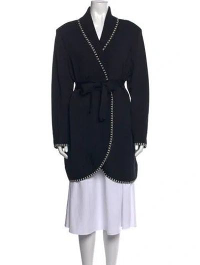 Pre-owned St John Open Front Sweater In Black