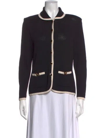 Pre-owned St John Open Front Sweater In Black