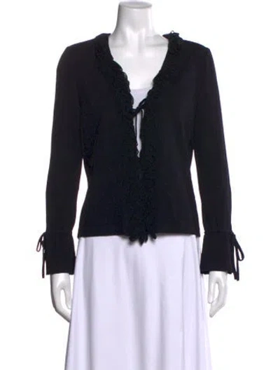 Pre-owned St John Open Front Sweater In Black