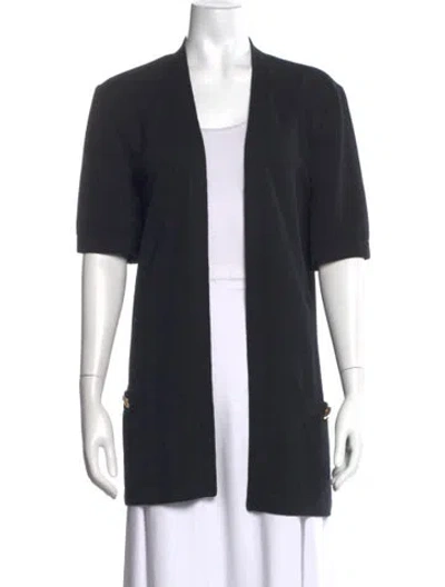 Pre-owned St John Open Front Sweater In Black