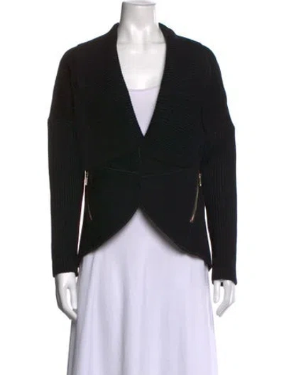 Pre-owned St John Open Front Sweater In Black
