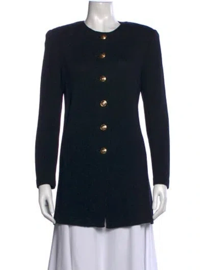 Pre-owned St John Open Front Sweater In Black