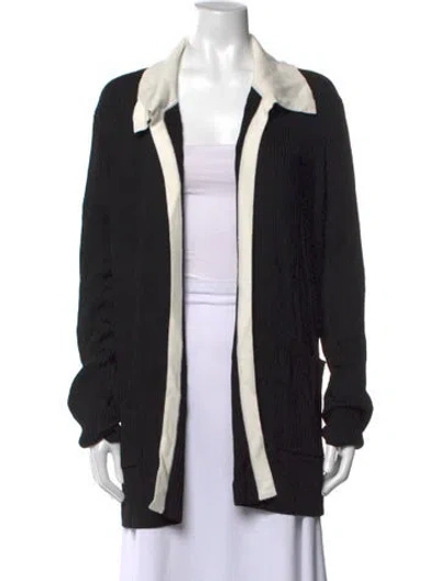 Pre-owned St John Open Front Sweater In Black