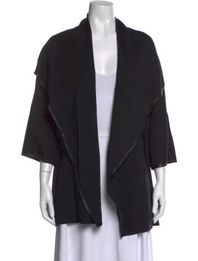 Pre-owned St John Open Front Sweater In Black