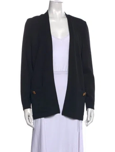 Pre-owned St John Open Front Sweater In Black