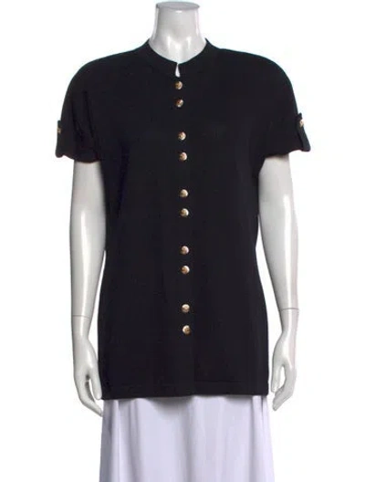 Pre-owned St John Open Front Sweater In Black