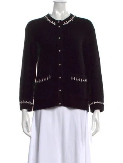 Pre-owned St John Open Front Sweater In Black