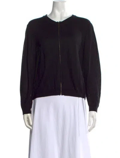 Pre-owned St John Open Front Sweater In Black
