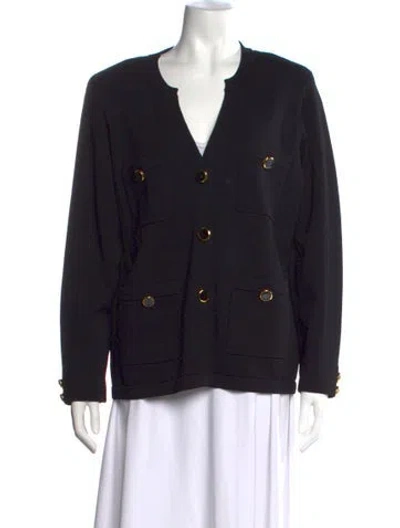 Pre-owned St John Open Front Sweater In Black