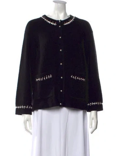 Pre-owned St John Open Front Sweater In Black