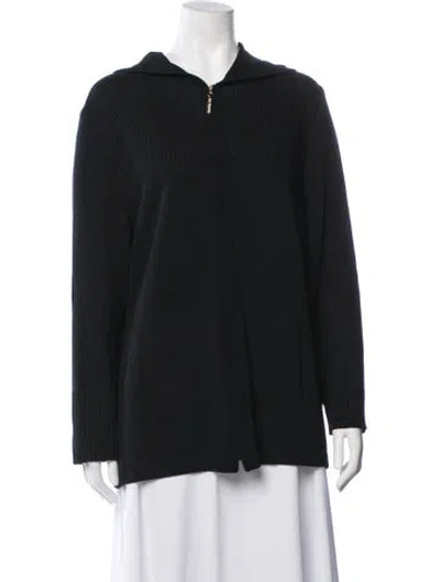 Pre-owned St John Open Front Sweater In Black