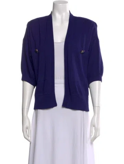 Pre-owned St John Open Front Sweater In Blue