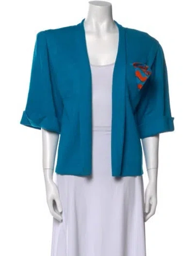 Pre-owned St John Open Front Sweater In Blue