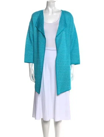 Pre-owned St John Open Front Sweater In Blue