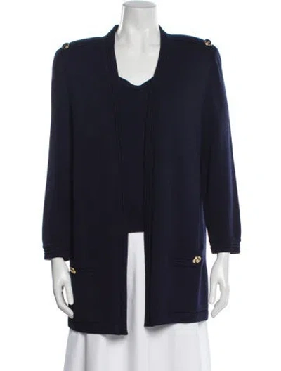 Pre-owned St John Open Front Sweater In Blue