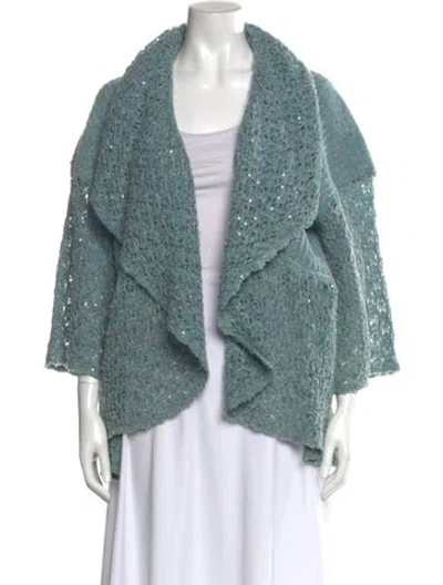 Pre-owned St John Open Front Sweater In Blue