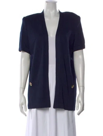 Pre-owned St John Open Front Sweater In Blue