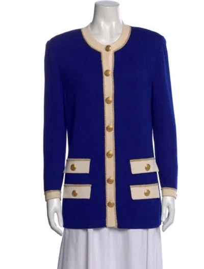 Pre-owned St John Open Front Sweater In Blue