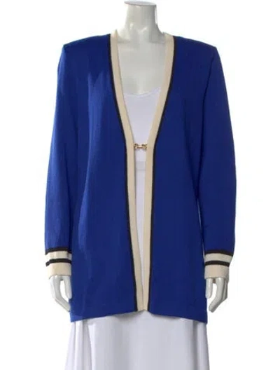 Pre-owned St John Open Front Sweater In Blue
