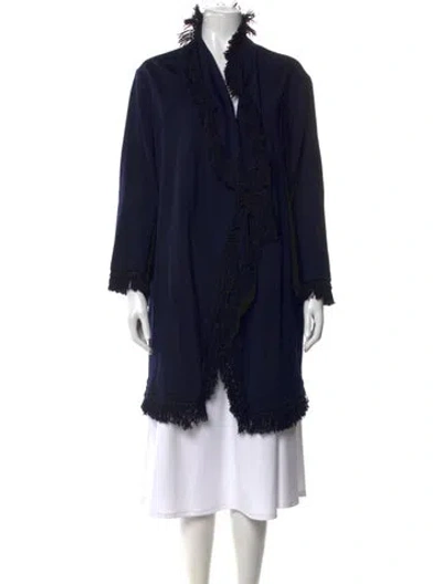 Pre-owned St John Open Front Sweater In Blue