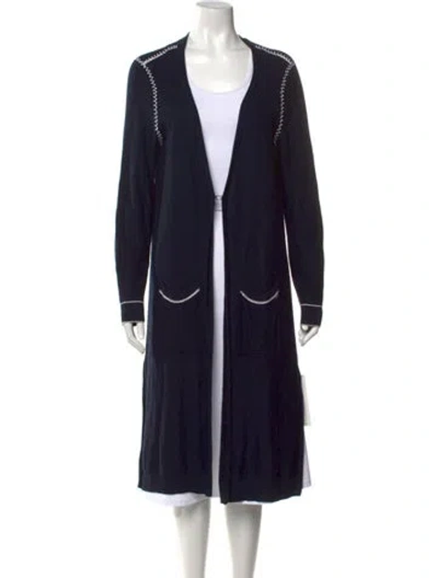 Pre-owned St John Open Front Sweater In Blue