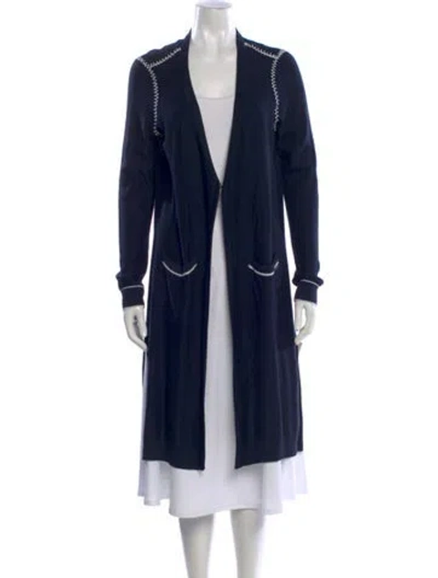 Pre-owned St John Open Front Sweater In Blue
