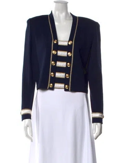 Pre-owned St John Open Front Sweater In Blue